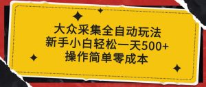 大众采集全自动玩法，新手小白轻松一天500+，操作简单零成本-财仔梦想资源网