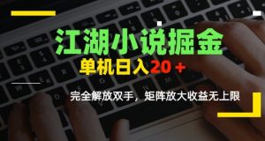 江湖小说掘金，单机日入10-20+，全自动软件操作，完全解放双手，矩阵放大收益无上限-财仔梦想资源网
