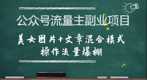公众号流量主副业项目，美女图片+文章混合模式操作流量爆棚-财仔梦想资源网
