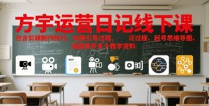 方宇运营日记线下课，包含剪辑制作技巧、拍摄引导过程、起号思维导图、选题等多个教学资料-财仔梦想资源网