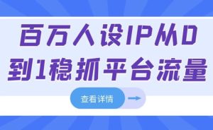 百万人设IP从0到1稳抓平台流量-财仔梦想资源网