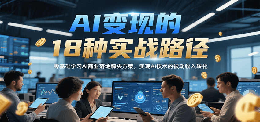 AI变现的18种实战路径，零基础学习AI商业落地解决方案，实现AI技术的被动收入转化-财仔梦想资源网