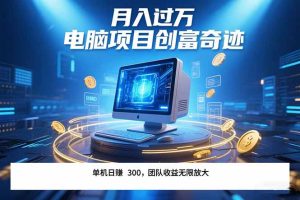 最新电脑项目单机每天收益300+带有团队管道收益可无限放大月入过万…-财仔梦想资源网