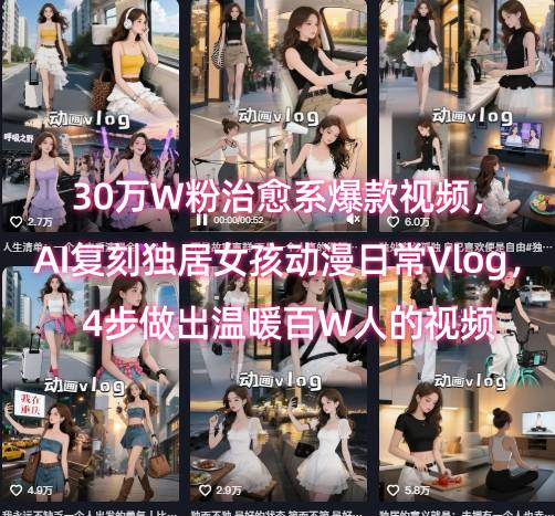 30万W粉治愈系爆款视频，AI复刻独居女孩动漫日常Vlog，4步做出温暖百W人的视频-财仔梦想资源网