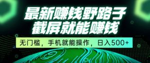 最新野路子截屏就能挣钱，无门槛，手机就能操作，日入5张【揭秘】-财仔梦想资源网