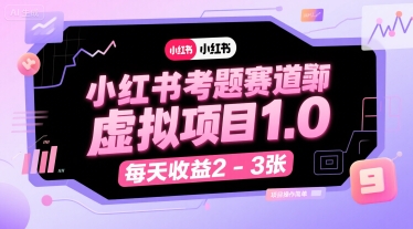 小红书考题赛道虚拟项目1.0，项目操作简单，每天收益2-3张-财仔梦想资源网