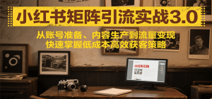 小红书矩阵引流3.0,从账号准备、内容生产到流量变现,快速掌握低成本高效获客策略-财仔梦想资源网