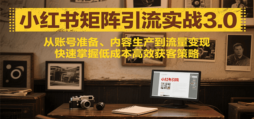 小红书矩阵引流3.0，从账号准备、内容生产到流量变现，快速掌握低成本高效获客策略-财仔梦想资源网