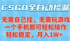 CSGO自动捡漏项目，最新独家玩法，一个手机可操作，新手小白轻松月入1W+，操作简单易上手【揭秘】-财仔梦想资源网