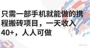只需一部手机就能做的携程搬砖项目，一天收入40+，人人可做-财仔梦想资源网