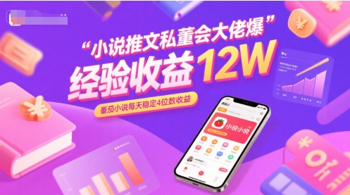 小说推文私董会大佬爆单经验分享收益12W，番茄小说每天稳定4位数收益-财仔梦想资源网