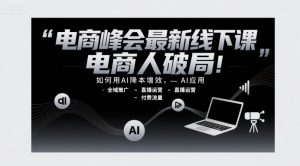 电商峰会最新线下课，电商人破局，如何用AI降本增效，AI应用-全域推广-直播运营-付费流量-财仔梦想资源网