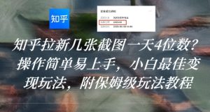 知乎拉新几张截图一天4位数？操作简单易上手，小白最佳变现玩法，附保姆级玩法教程-财仔梦想资源网