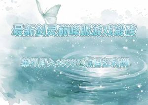 最新剑灵巅峰服游戏搬砖，项目红利期，单机稳定4000+操作简单好上手-财仔梦想资源网