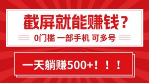 靠截屏日赚500+，0门槛有手就行，简单到离谱的小白副业项目!-财仔梦想资源网