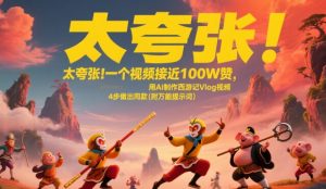 太夸张！一个视频接近100W赞，用AI制作西游记Vlog视频，全流程拆解来了(附万能提示词)-财仔梦想资源网