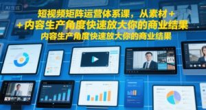 短视频矩阵运营体系课，从素材+内容生产角度快速放大你的商业结果-财仔梦想资源网