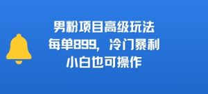 男粉项目高级玩法，每单899，冷门暴利，小白也可操作-财仔梦想资源网