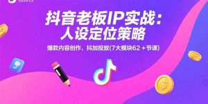 抖音老板IP实战：人设定位策略，爆款内容创作，抖加投放(7大模块62+节课-财仔梦想资源网