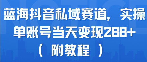 蓝海抖音私域赛道，实操单账号当天变现288+(附教程)-财仔梦想资源网