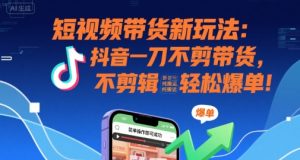 短视频带货新玩法：抖音一刀不剪带货，不剪辑，纯搬运，新手也能轻松爆单!-财仔梦想资源网