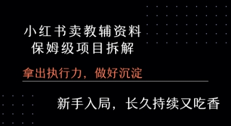 小红书卖小学教辅资料 保姆级项目拆解 1次课程彻底讲清楚!-财仔梦想资源网