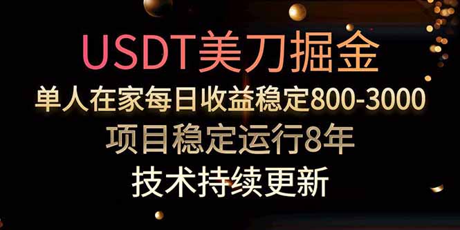 USDT美刀掘金，单人每日收益800-3000，稳定运行8年-财仔梦想资源网