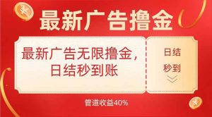 最新广告无限撸金，日结秒到，管道40%-财仔梦想资源网