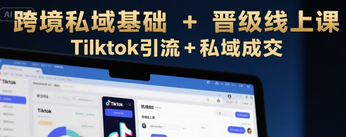 跨境私域基础+晋级线上课，Tilktok引流+私域成交-财仔梦想资源网