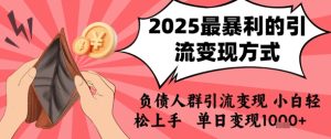 2025年最暴利的引流变现方式，负债人群引流变现，小白轻松上手，日入1k-财仔梦想资源网