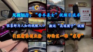 （15199期）凡视知音：“香车美女”视频引流术，依靠鲜为人知的视频入口，搬运“高端圈子”视频，引流精准创业粉，评论区一堆“求带”-财仔梦想资源网