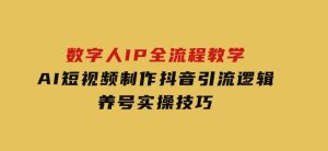 数字人IP全流程教学，AI短视频制作，抖音引流逻辑，养号实操技巧-财仔梦想资源网