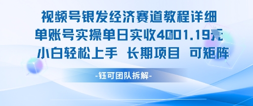 视频号银发经济赛道单账号实操单日实收1k+，小白轻松上手长期项目-财仔梦想资源网