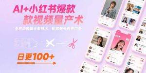 AI+小红书爆款视频量产术：全自动剪辑去重技术，矩阵账号日更百条-财仔梦想资源网