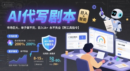 AI代写剧本，市场巨大，单子做不完，日入1k+永不失业【附工具指令】-财仔梦想资源网