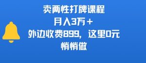 卖两性打牌课程，月入3W+外边收费899的课程，这里0元，悄悄做-财仔梦想资源网