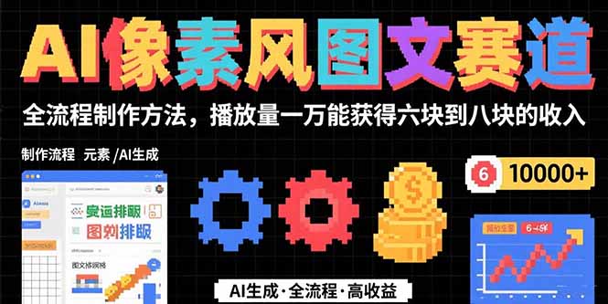 AI像素风图文赛道：全流程制作方法，播放量一万能获得6块到8块的收入-财仔梦想资源网
