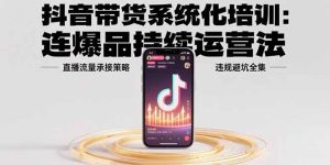 抖音带货系统化培训：连爆品持续运营法，直播流量承接策略，违规避坑全集-财仔梦想资源网