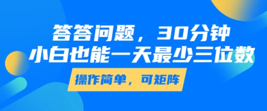 答答问题，30分钟，小白也能一天最少也有三位数，操作简单-财仔梦想资源网