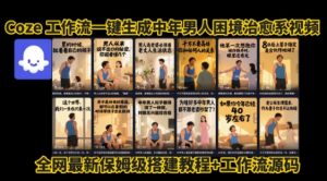 coze工作流一键生成”中年男人困境扎心高涨粉高播放量图文视频”保姆级拆解教程，无需剪辑，无需拍摄写文案-财仔梦想资源网