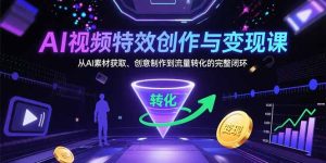 AI视频特效创作与变现课：从AI素材获取、创意制作到流量转化的完整闭环-财仔梦想资源网