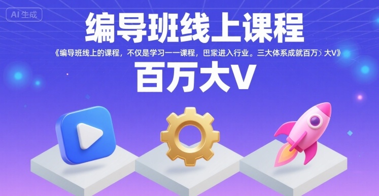 编导班线上课程，不仅是学习一门课程，更是进入一个行业，三大体系成就百万大V-财仔梦想资源网