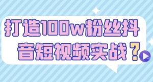打造100w粉丝抖音短视频实战-财仔梦想资源网