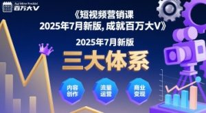 短视频营销课2025年7月新版，三大体系成就百万大V-财仔梦想资源网
