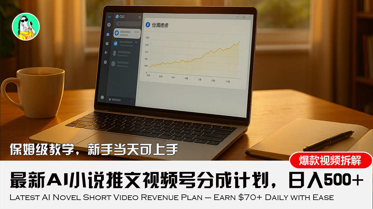 最新AI小说推文视频号分成计划，新手小白也能当天日入500+教程-财仔梦想资源网