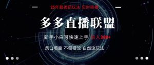 多多直播联盟全新玩法单机单日变现300+不要求电脑配置玩法简单暴力-财仔梦想资源网