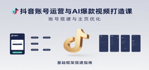 抖音账号运营与AI爆款视频打造课：含账号搭建、运营及多种AI特效视频制作方法-财仔梦想资源网