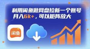 利用闲鱼做网盘拉新一个账号，月入6k+，可以矩阵放大-财仔梦想资源网