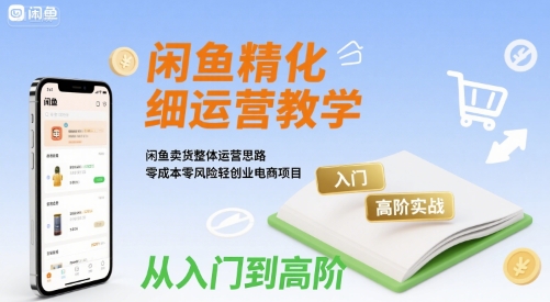 闲鱼精细化运营入门+高阶实战教学，闲鱼卖货整体运营思路，零成本零风险轻创业电商项目-财仔梦想资源网