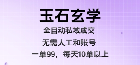 玉石玄学全自动私域成交，一单99每天十单以上，无需人工和矩阵账号，蓝海项目直接干【揭秘】-财仔梦想资源网